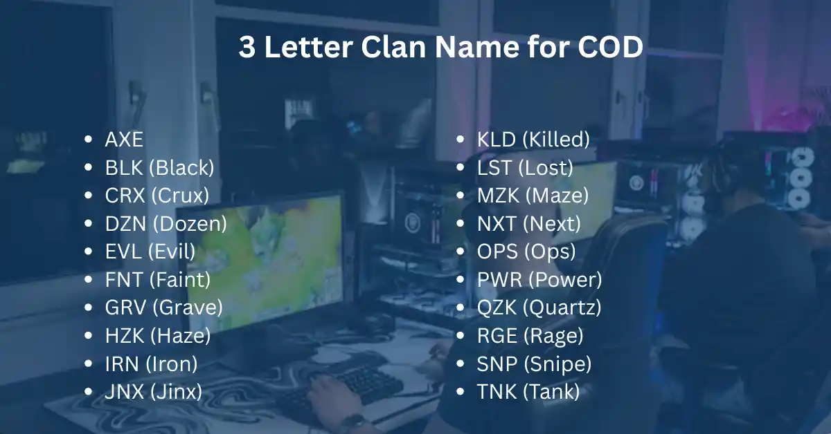 3 letter clan name for cod