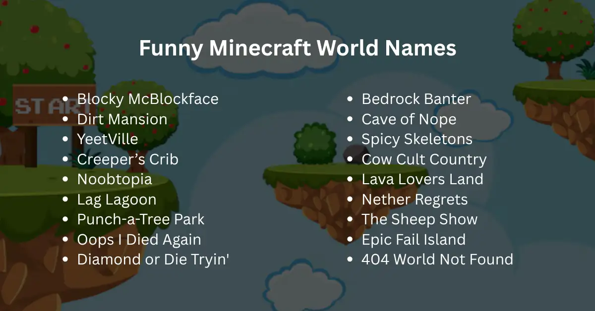 funny minecraft world names