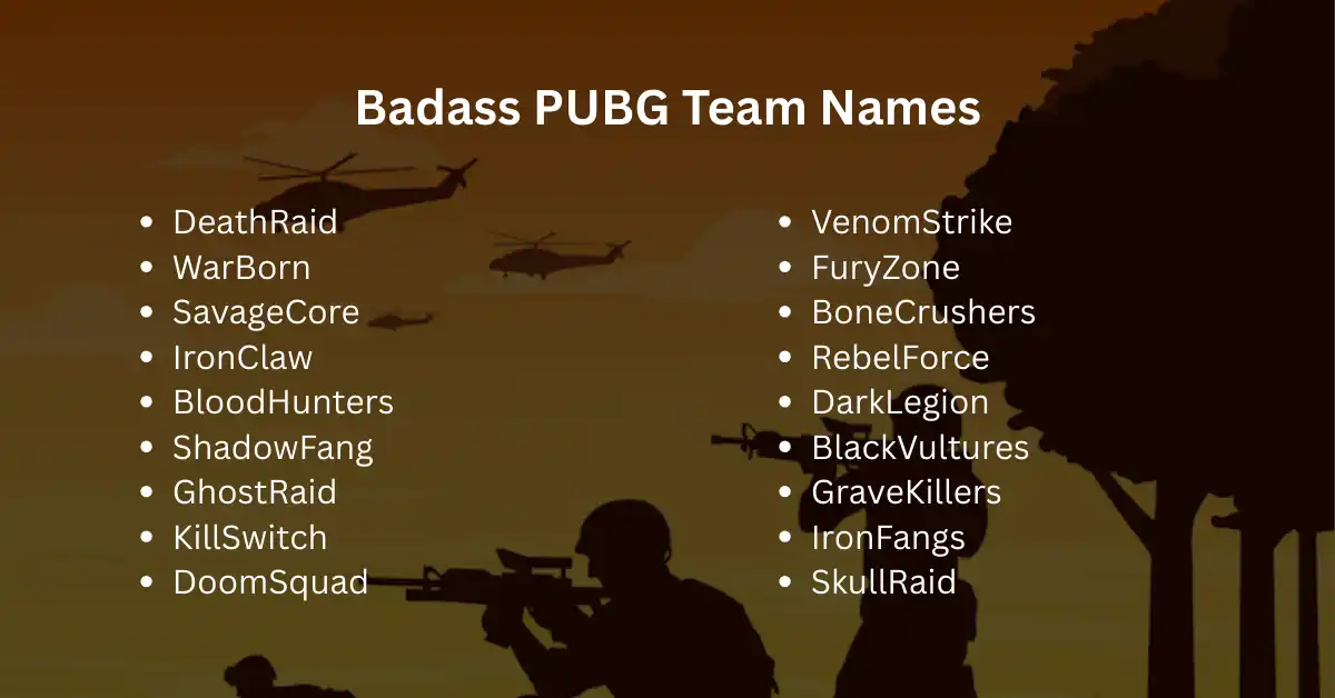 badass pubg team names