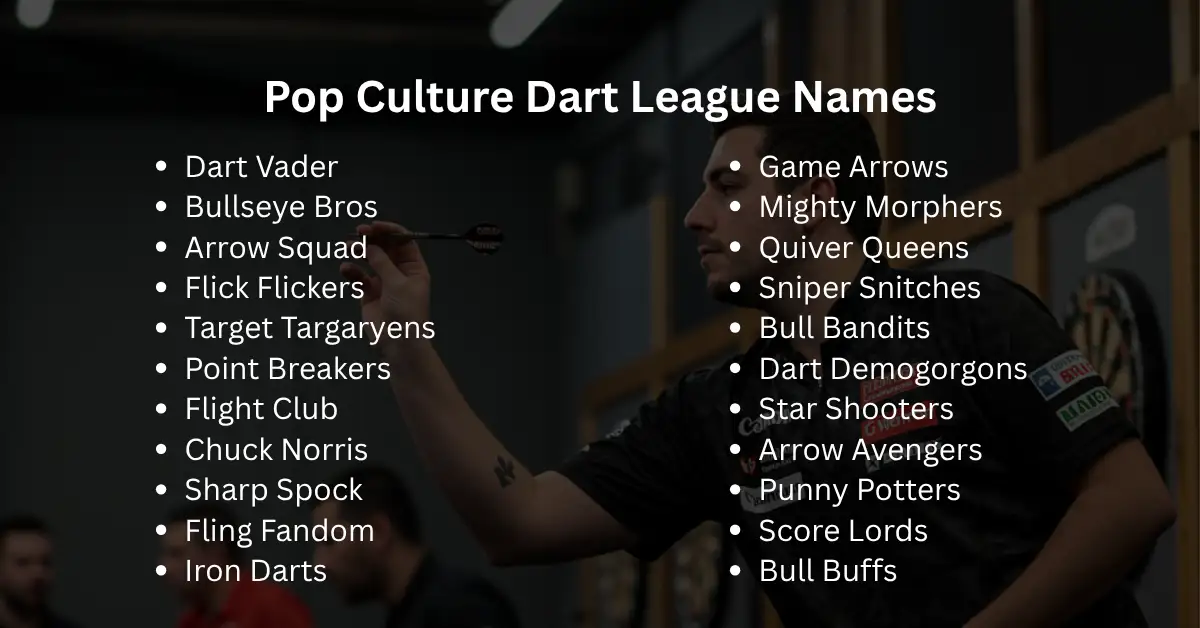 pop culture dart league names