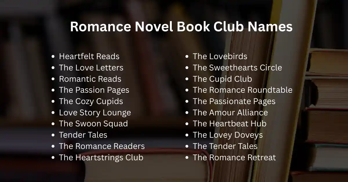 romance novel book club names