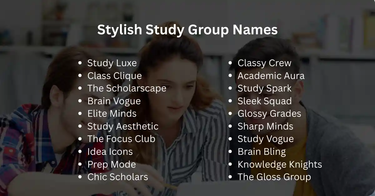 stylish study group names