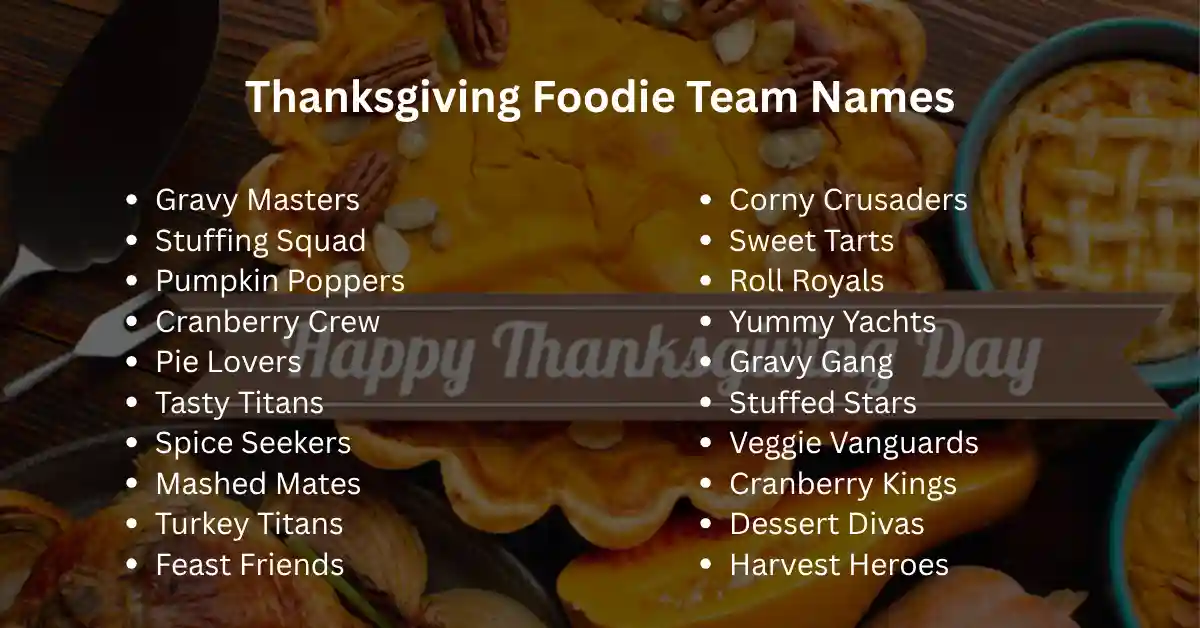 thanksgiving foodie team names
