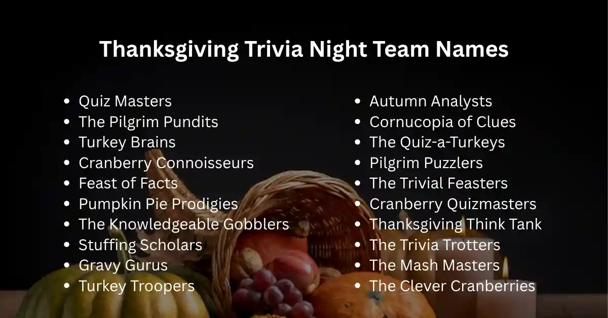 thanksgiving trivia night team names