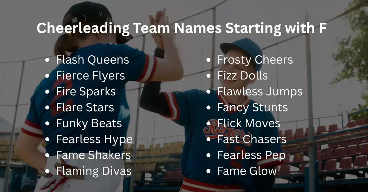 cheerleading team names starting with f