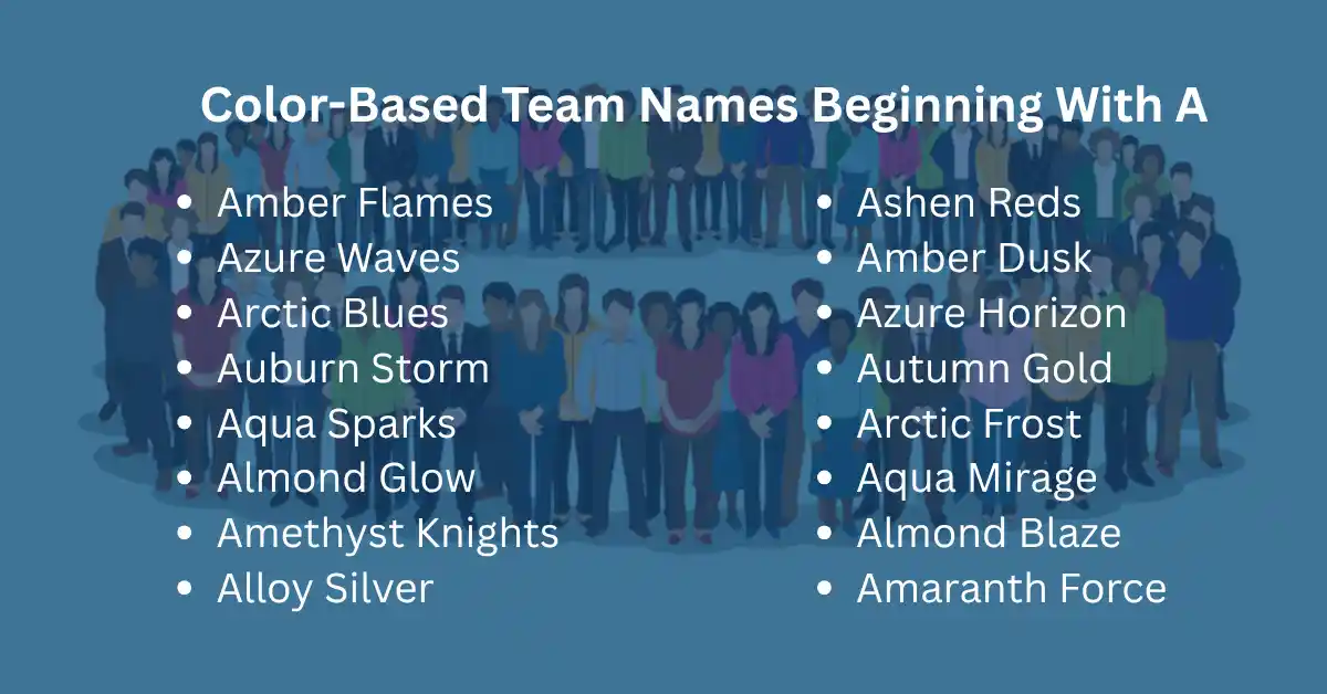 color based team names beginning with a