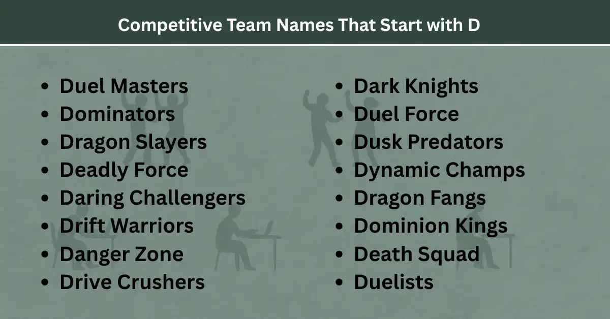 competitive team names start with d