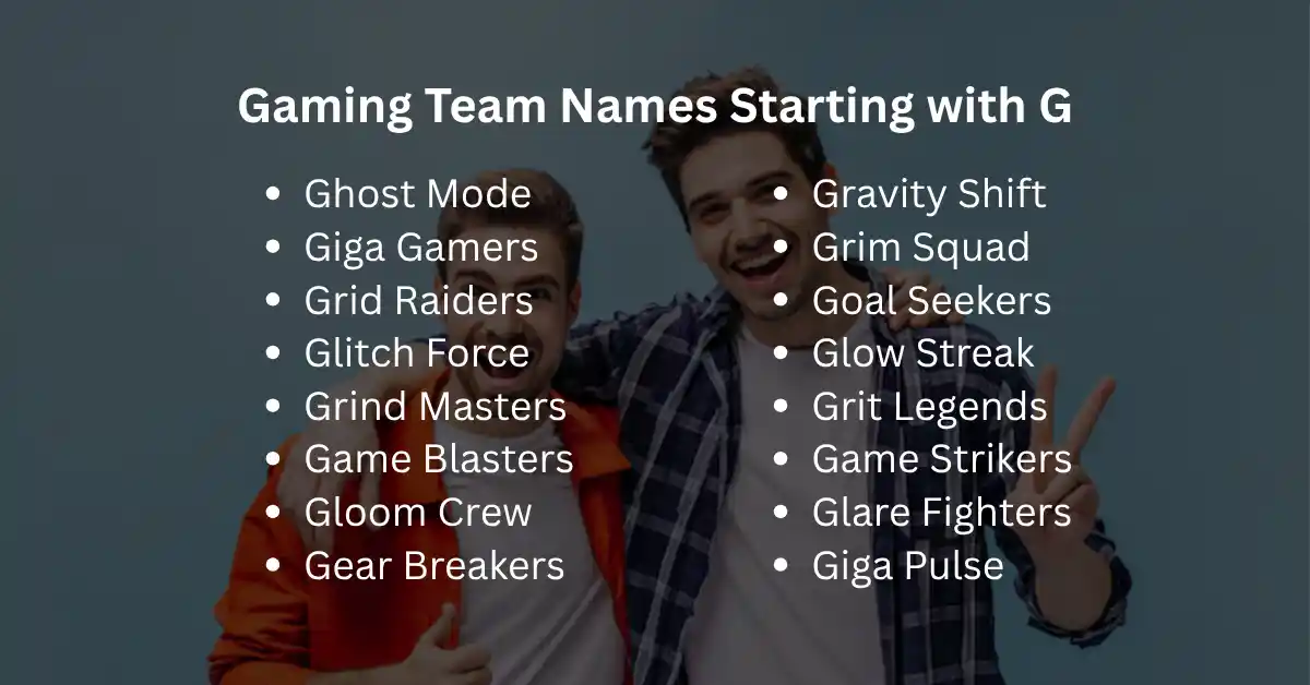 gaming team names starting with G