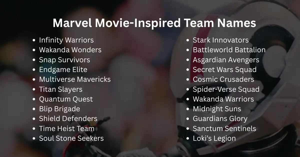 marvel movie-inspired team names