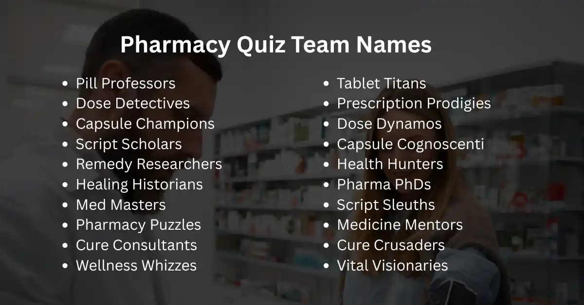 pharmacy quiz team names