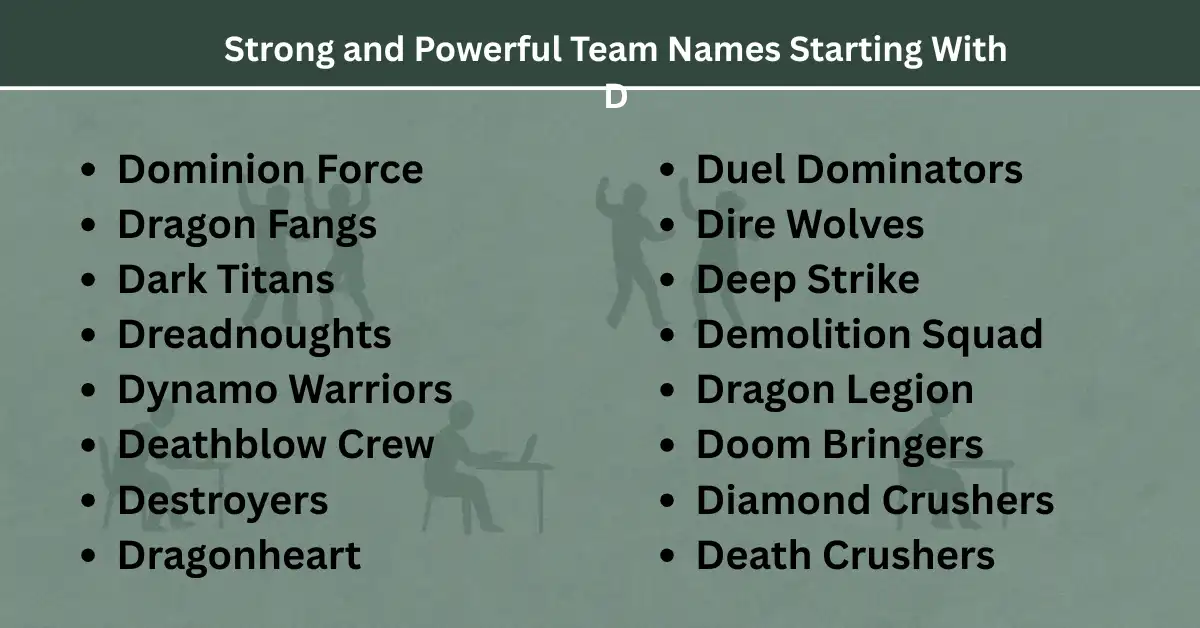 strong and powerful team names starting with d