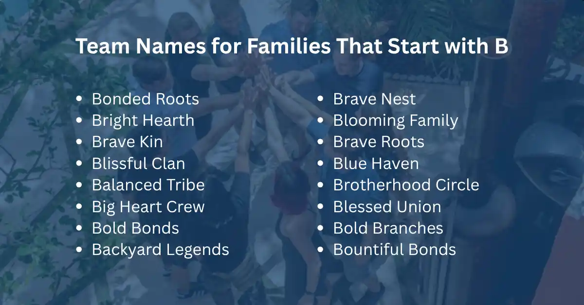 team names for families start with b