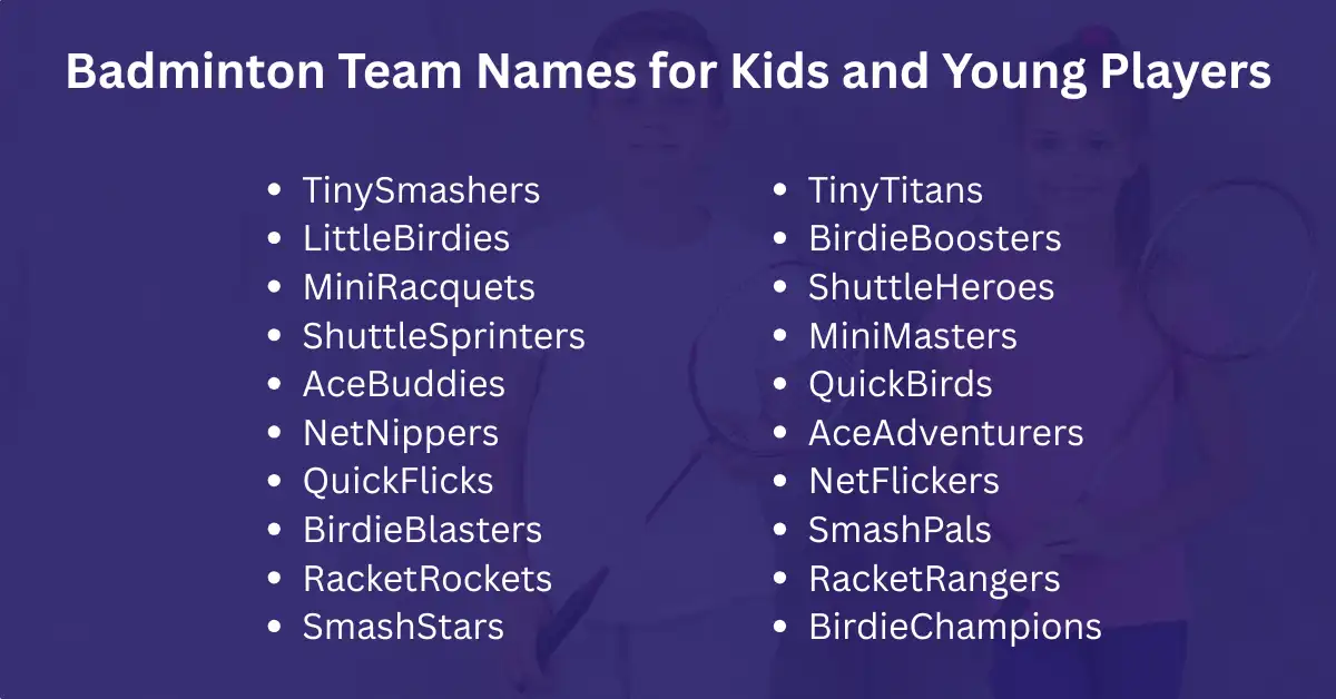 badminton team names for kids and young players
