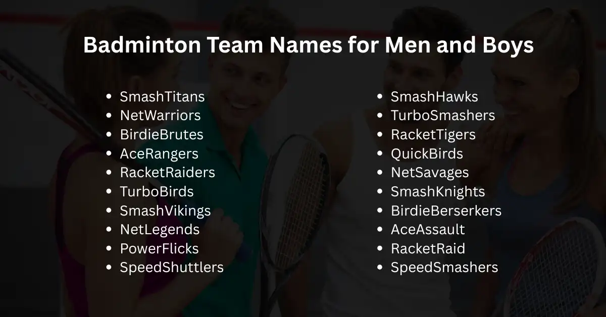 badminton team names for men and boys