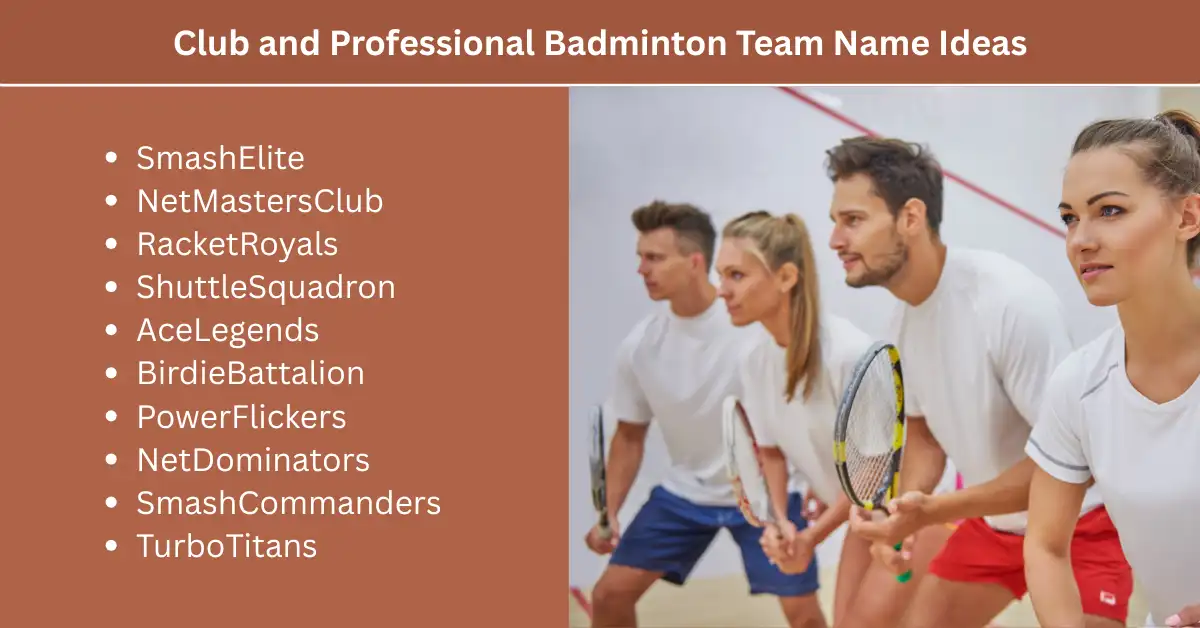 club and professional badminton team name ideas