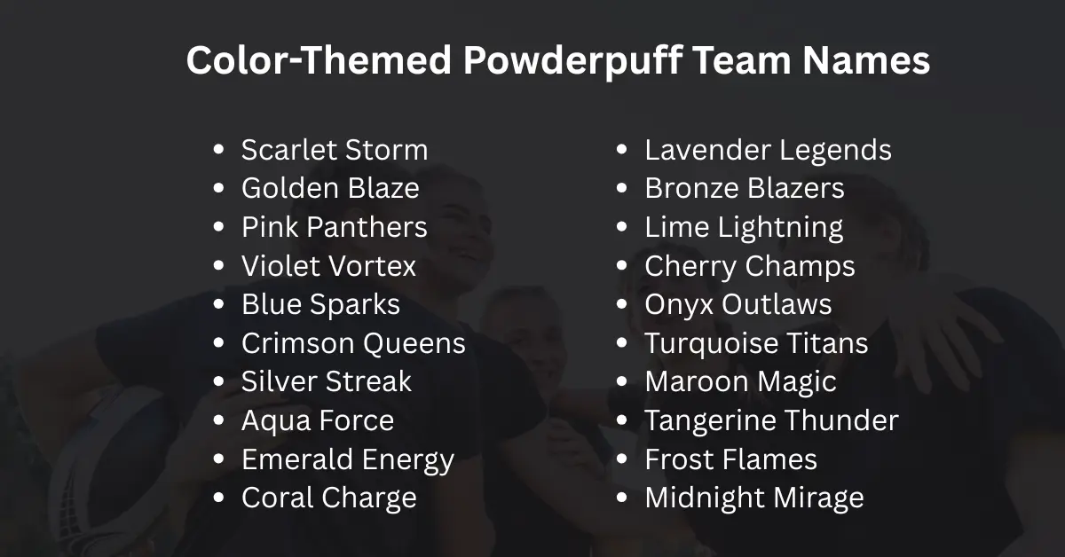 color-themed powderpuff team names