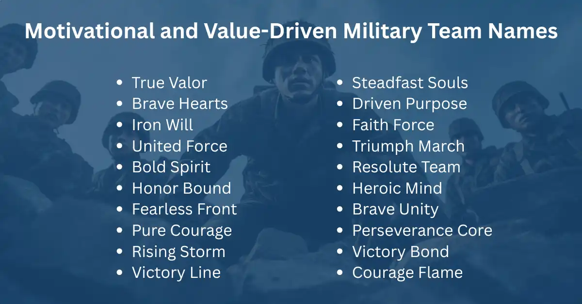 motivational and value-driven military team names