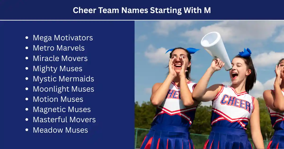 cheer team names starting with m