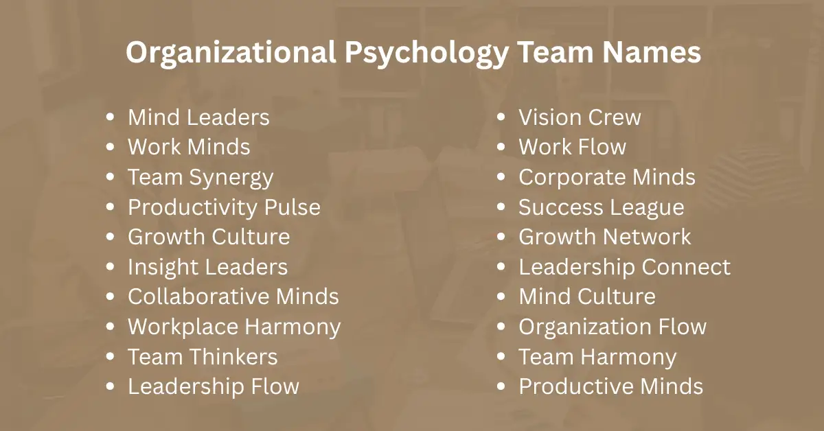 organizational psychology team names