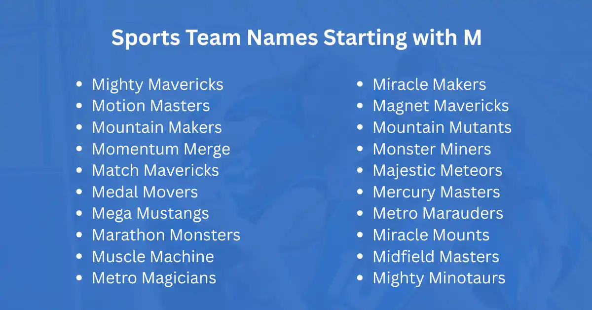 sports team names starting with m