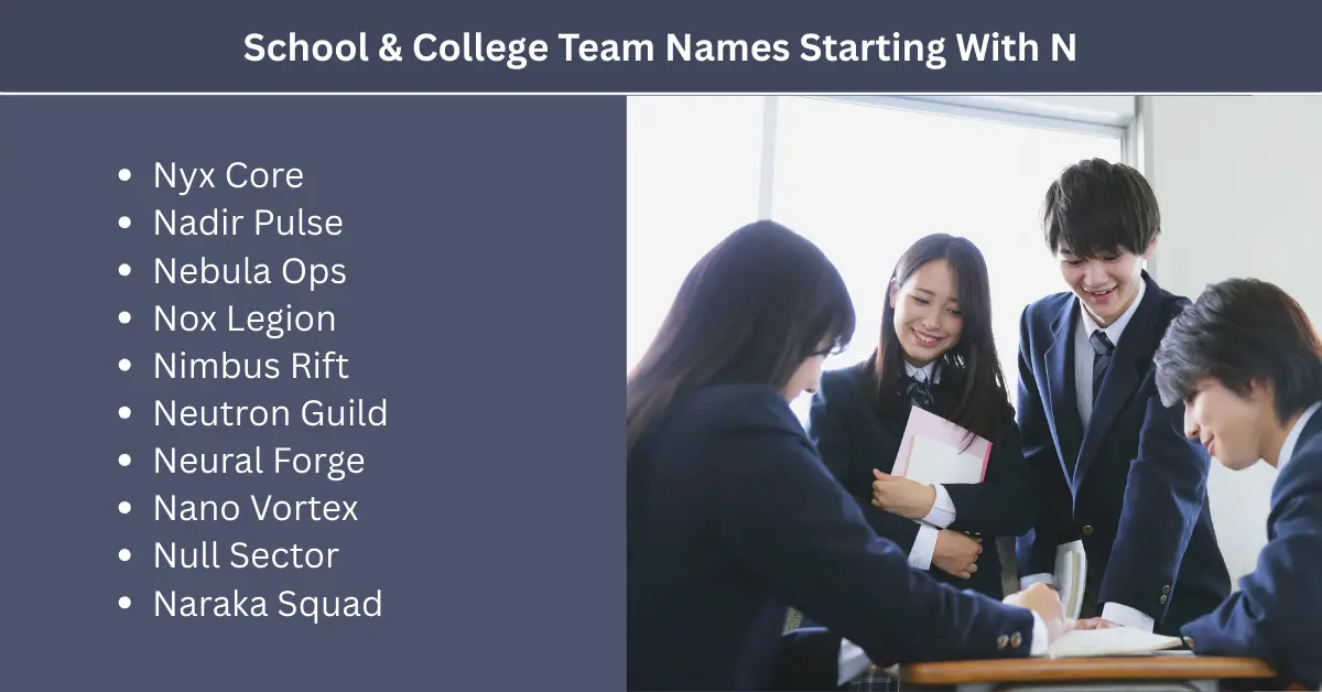 school and college team names starting with n