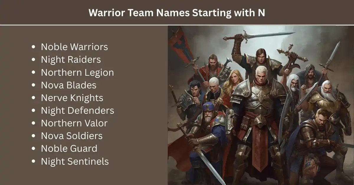warrior team names starting with n