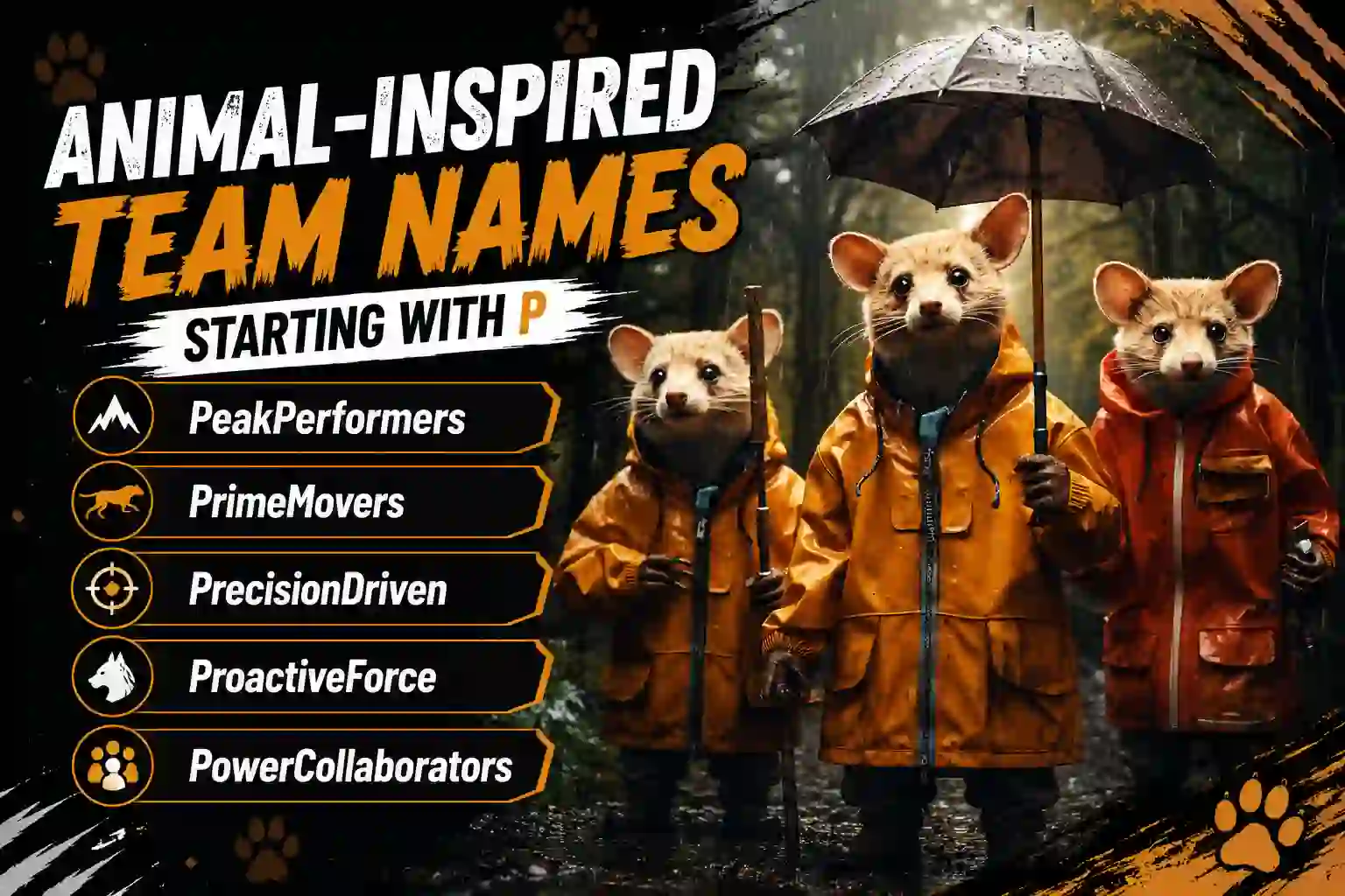 animal-inspired team names starting with p