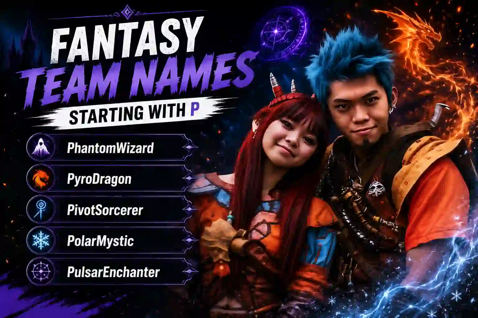 fantasy team names starting with p